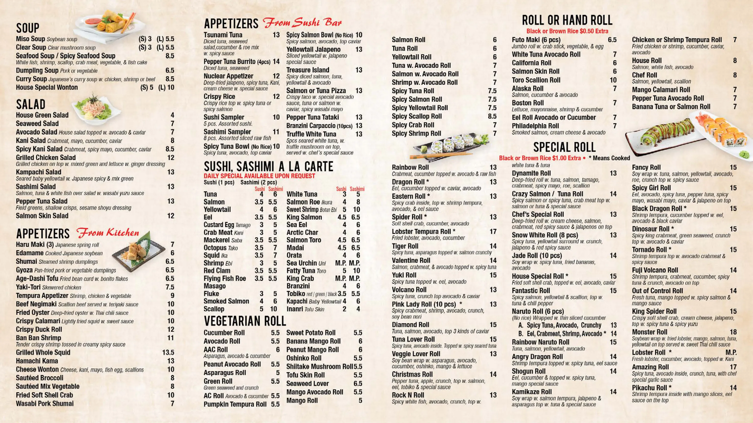 Restaurant menu 2, detailed description provided below